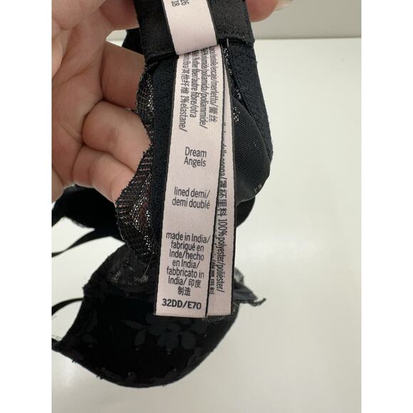 Victorias Secret Womens Bra Size 32DD Dream Angels Lined Demi Black Lace Floral - Picture 6 of 13